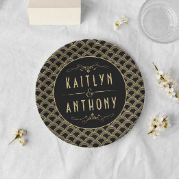 Prato De Papel Coleção de Casamentos Art Deco Gatsby, de 1920