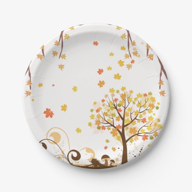 Prato De Papel Coleção de Casamentos Florais de outono Elegante (Frente)