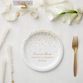 Prato De Papel Coleção de Casamentos Vintage Glam Dourado Confett