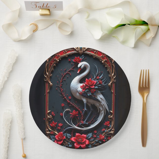 Prato De Papel Coleção de Noivas Cisne Branco Elegante (Casamento)