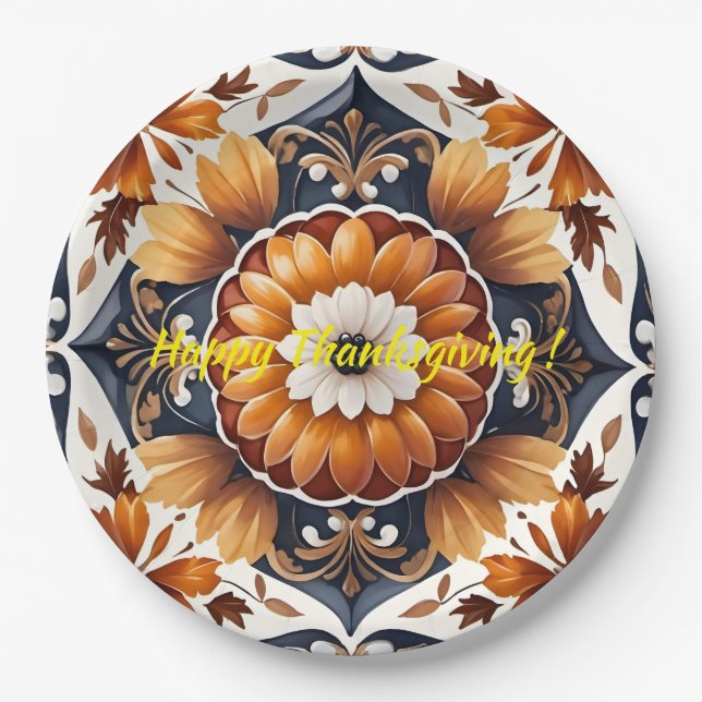 Prato De Papel Coleção de outono de Ação de Bomba Popular (Frente)