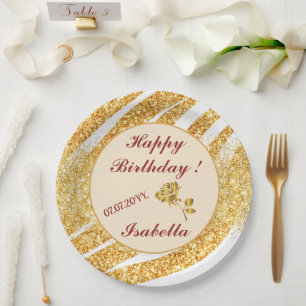 Prato De Papel Coleção Popular Boho Brilho Dourado Onda Mar