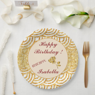 Prato De Papel Coleção Popular Boho Brilho Sol Dourado Onda