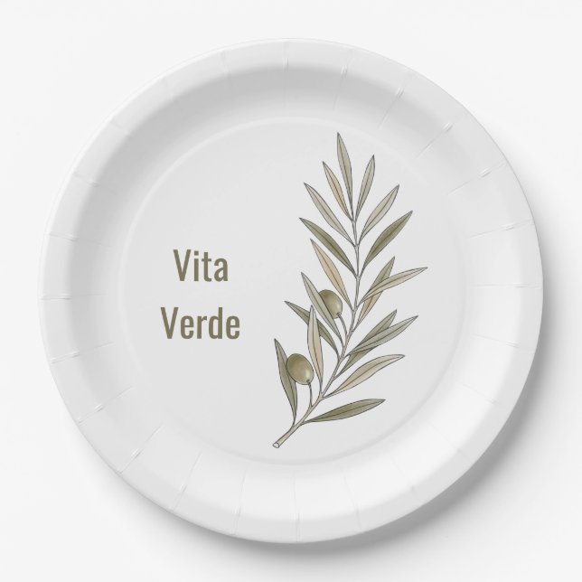Prato De Papel Coleção Vita Verde Branco (Frente)