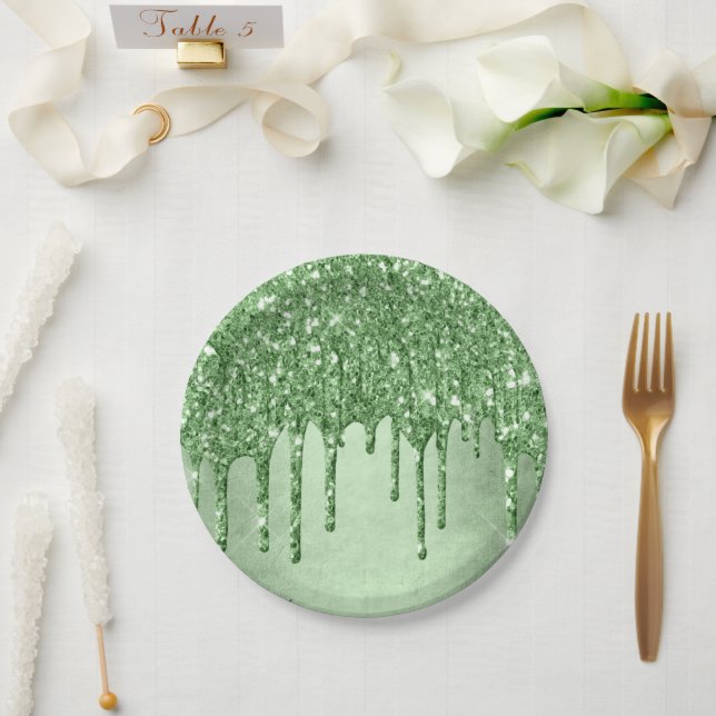 Prato De Papel Coleta Verde | NeoMint Sage Faux Melt (Casamento)
