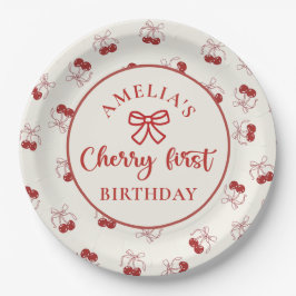 Prato De Papel Colette Cherry First Birthday Paper Plates