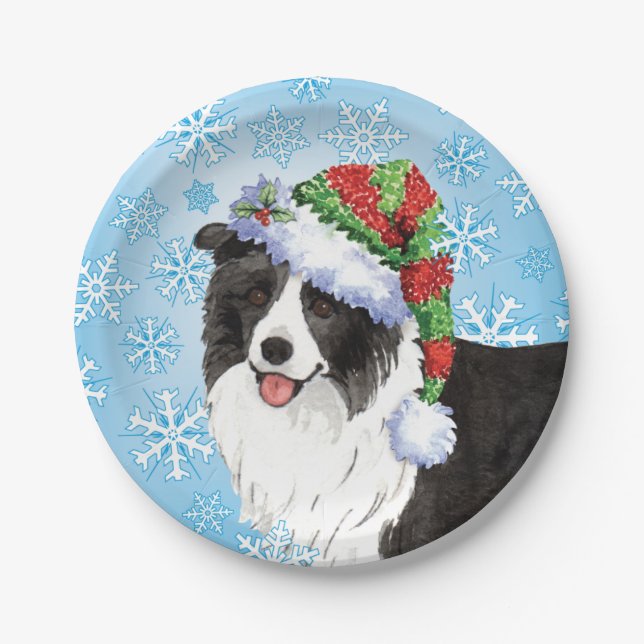 Prato De Papel Collie da Fronteira de Natal (Frente)