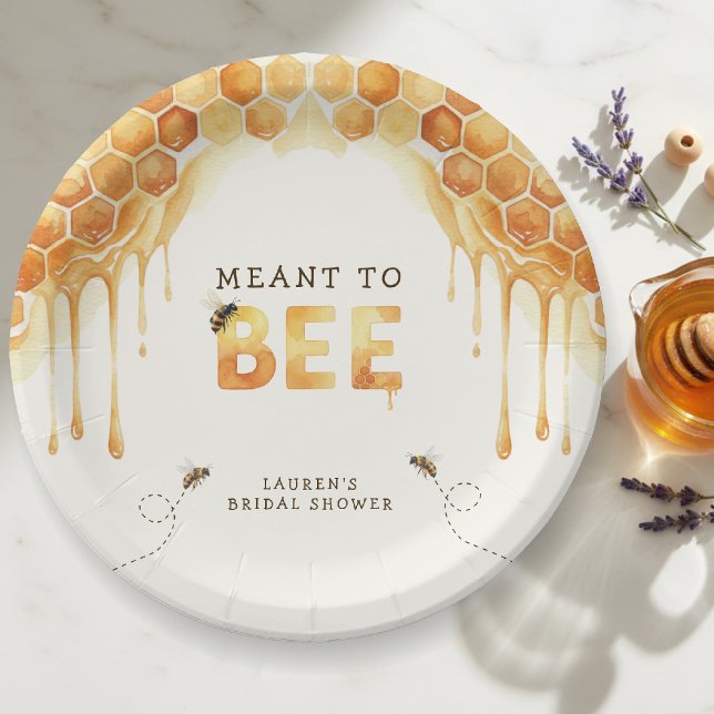 Prato De Papel Colmeia de Mel Meant to Bee Páscoa de Casamento em (Meant to Bee Honeycomb Watercolor Bridal Shower Paper Plates
)