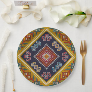 Prato De Papel Coloração clássica de moda de vintagem geométrica