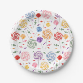 Prato De Papel Coloração do padrão doce Lollipop