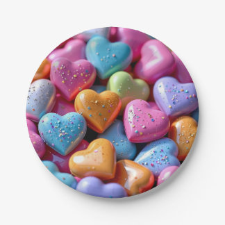 Prato De Papel Colorful Candy Love Hearts
