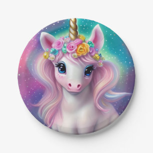 Prato De Papel Colorful Fantasy Kawaii Unicorn