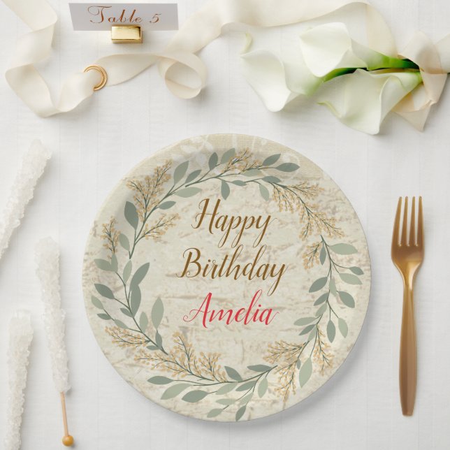 Prato De Papel Colorful Flower Design Birthday Plate (Casamento)