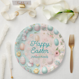 Prato De Papel Colorful Happy Easter 