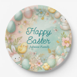 Prato De Papel Colorful Happy Easter 