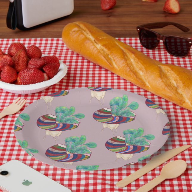 Prato De Papel Colorful Illustrated Paper Plates (Piquenique)