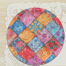 Colorful Patchwork Print Monogram