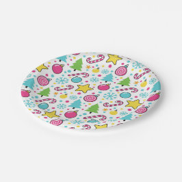 Prato De Papel Colorful Pop Art Christmas Tree Pattern – Merry Po