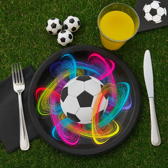 Prato De Papel Colorful Soccer Ball Paper Plates (Criador carregado)