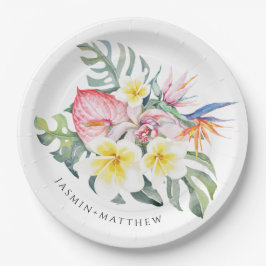 Prato De Papel Colorful Tropical Floral Botanical Wedding 