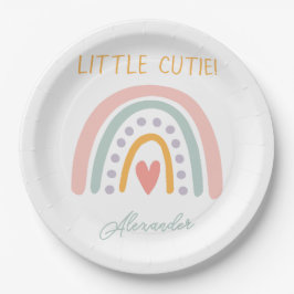 Prato De Papel Colorida Aquarela Arco-Íris Ilustrativo Show Bebê