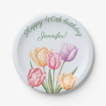Coloridas Flores de Tulipa em Aquarela Feliz Anive