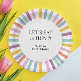 Prato De Papel Colorido Moderno, Crianças com Estirpe de Páscoa, 