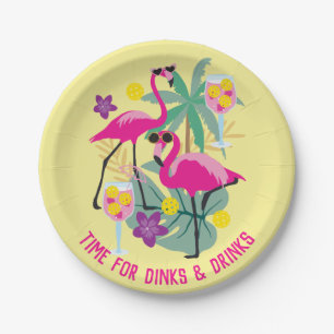 Prato De Papel Com texto, Summer Pickleball 🤩 Tropical 