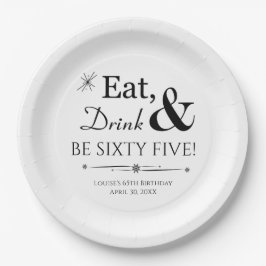 Prato De Papel Coma Bebida e faça 65 retrô no 65º aniversário