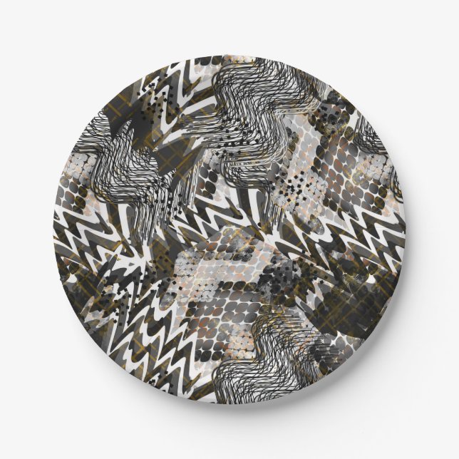 Prato De Papel Combinado, étnico, africano. (Frente)