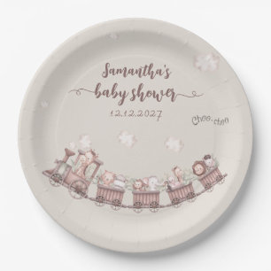 Prato De Papel Comboio de Animais Safari