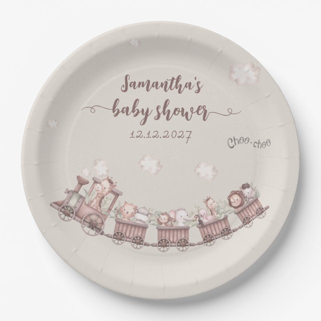 Prato De Papel Comboio de Animais Safari (Frente)