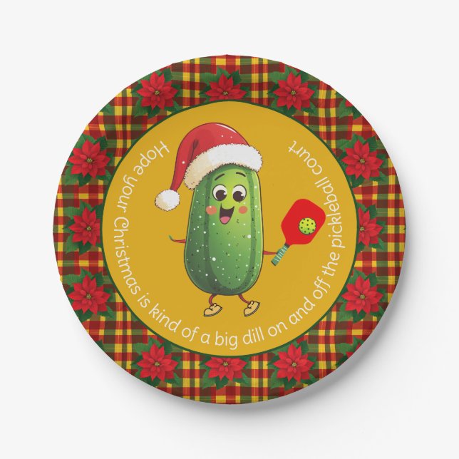 Prato De Papel Comício Pickleball de Papais noeis de texto person (Frente)