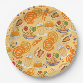 Prato De Papel Comida da rua indiana - Corante festivo