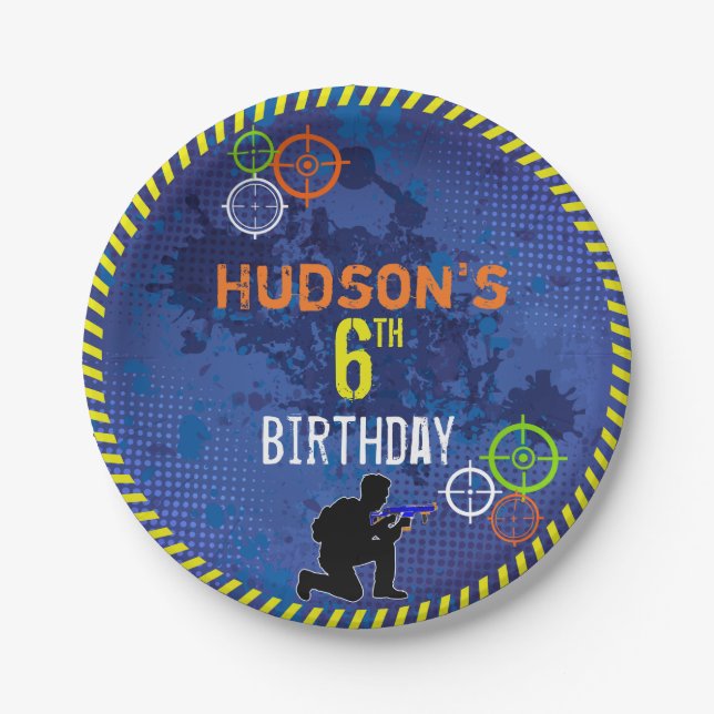 Prato De Papel Comida Dart Festa de aniversário Blaster Wars (Frente)