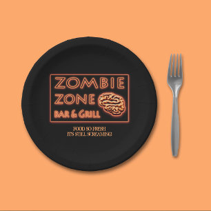 Prato De Papel Comida do zombi do Dia das Bruxas engraçado tão