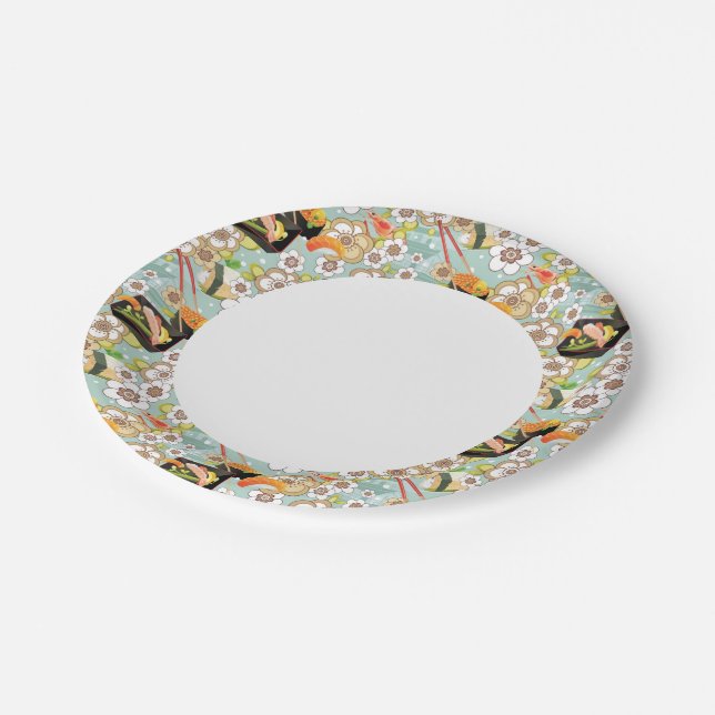 Prato De Papel Comida japonesa: Padrão Sushi 4 (Inclinado)