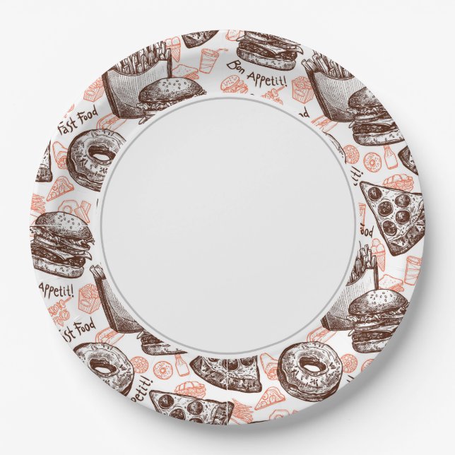 Prato De Papel Comida rápida (Frente)