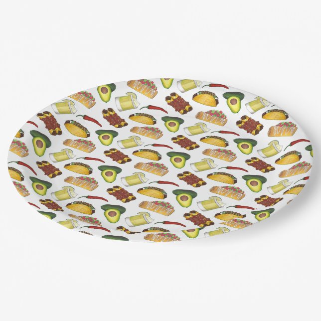 Prato De Papel Comida Tex Mex Mexicana Taco Enchilada Chimichanga (Inclinado)