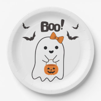 Prato De Papel Compras de Halloween Boo