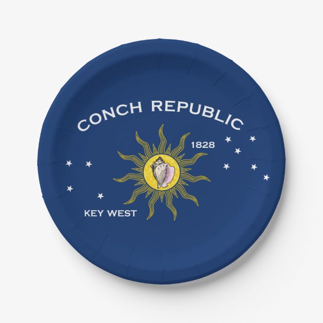 Prato De Papel Conch Republic Flag Key West Florida (Frente)