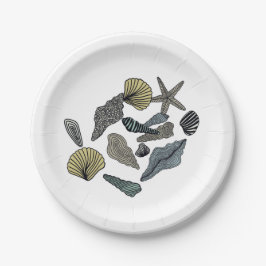Prato De Papel Conchas de vários tipos e cores