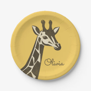 Prato De Papel Condecoração da cabeça de girafa bonita