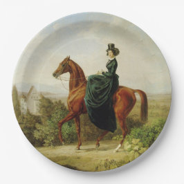 Prato De Papel Condessa em Horseback (Cavalo Marrom Elegante)