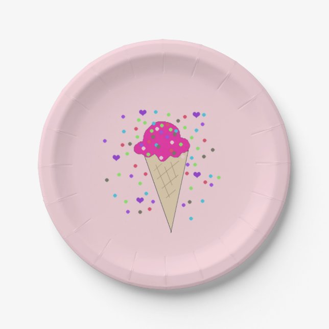 Prato De Papel Cone de Sorvete com Confetes (Frente)
