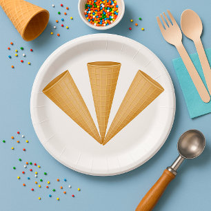 Prato De Papel Cone de Sorvete de Waffle Triplo Sobremesa de Verã