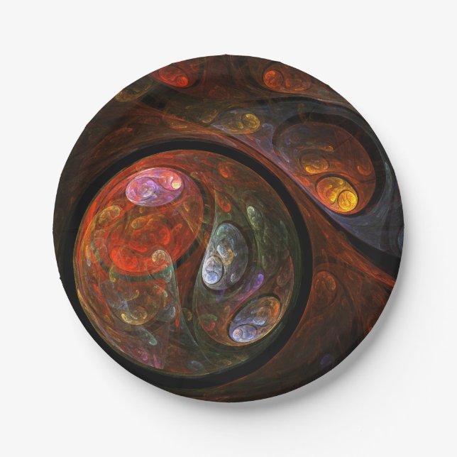 Prato De Papel Conexão Fluida Arte Abstrata Cósmica Moderna (Frente)