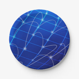Prato De Papel Conexões de rede azul e branca