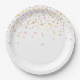 Prato De Papel Confete Aquarela Elegante Rosa Dourado Chic Para E