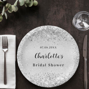 Prato De Papel confete elegante prata chá de panela